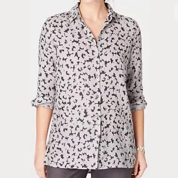 J Jill Tops Sale J Jill Love Linen Essential Shirt L Granite